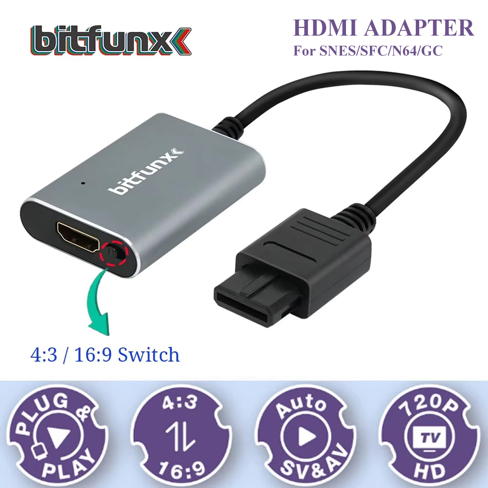 Retro Gaming On - Bitfunx 720P Adattatore Svideo/AV a HDMI,